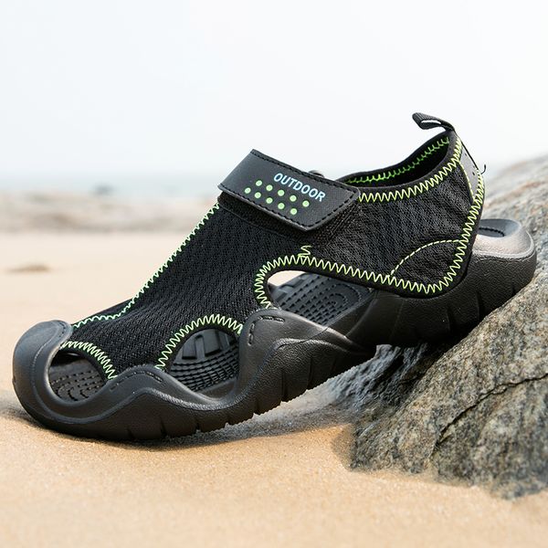 

2020 men outdoor sneakers breathable sandals shoes big size men women outdoor hiking sandals trekking trail water, Black