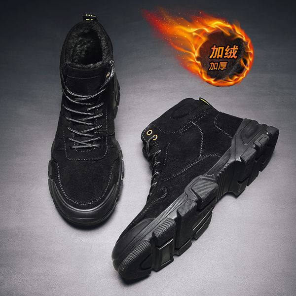 

2020 casual autumn winter men boots fashion lace up outdoor comfortable male shoes popular safty boot men hombres de arranque, Black