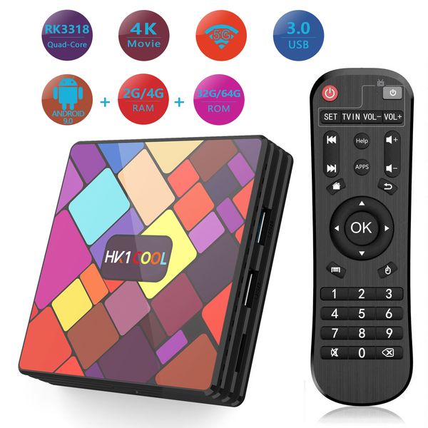 

hk1 cool rk3318 quad core android 9.0 tv box 4g 64g 4k set top box 2. 4g5g wifi media player
