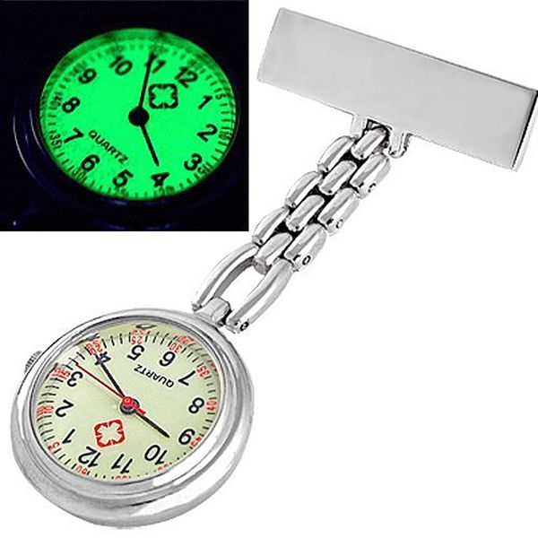 

fashion silver round dial luminous senior professional medical nurse watch alloy chain quartz pocket watches gift for nurse sl, Slivery;golden