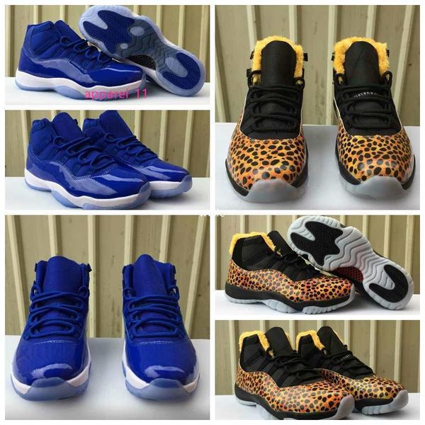 

new 11 mens women basketball shoes 11s royal blue leopard pattern men woman athletic sports trainers sneakers size 5.5-13