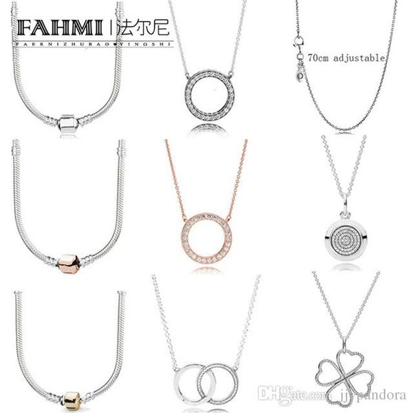 

fahmi 100% 925 sterling silver rose heart clover chain forever collier necklace accessories factory outlet