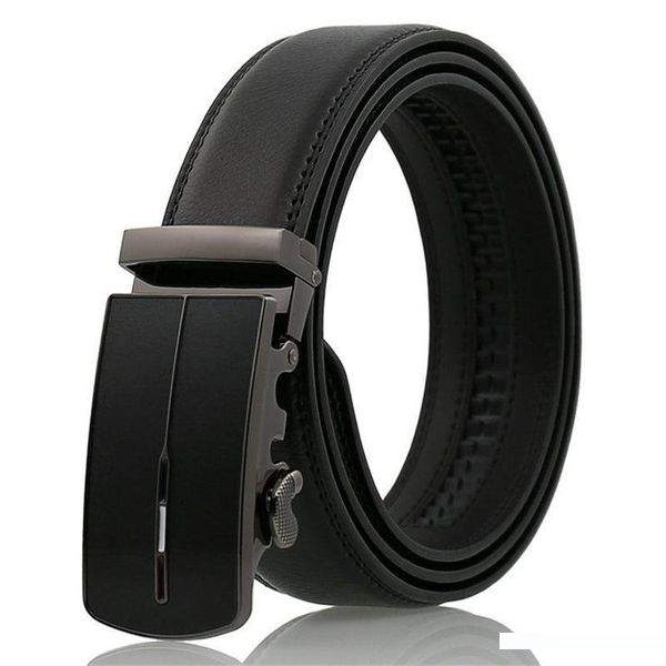 

fashion automatic buckle business belts luxury cowhide waistbands genuine leather waist straps men's women's fashion leisur, Black;brown