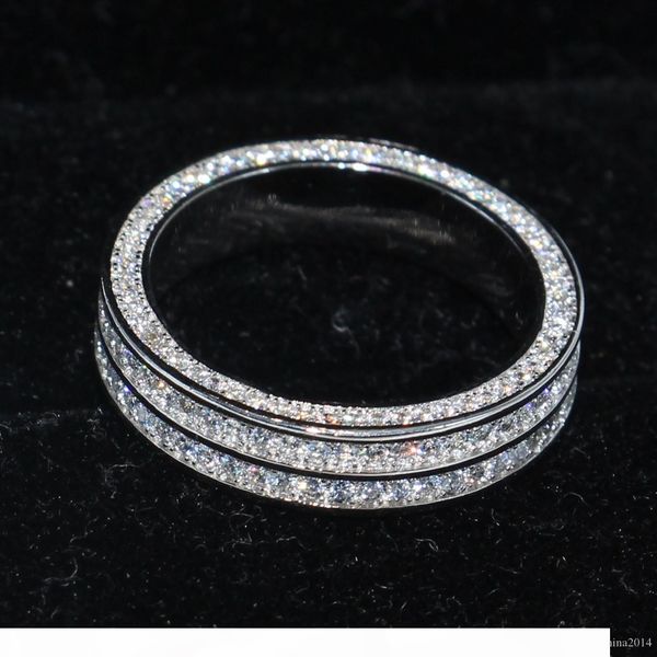 

2018 new arrival stunning luxury jewelry victoria 925 sterling silver pave setting white sapphire cz diamond women wedding band ring gift, Slivery;golden