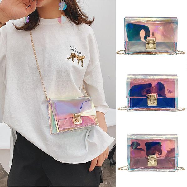 

banabanma ladies summer transparent colorful small square single shoulder bag crossbody bag