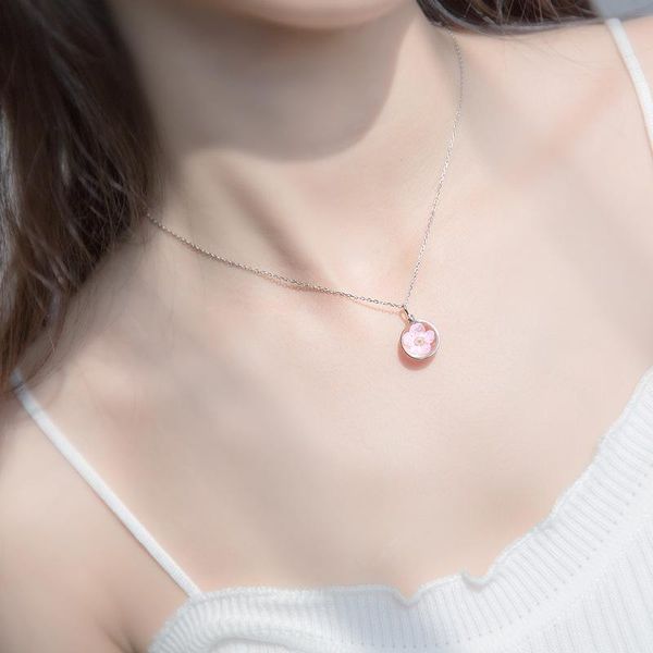 

18k gold plated 925 sterling silver real peach blossom acrylic designer bridalevening necklace come and get it