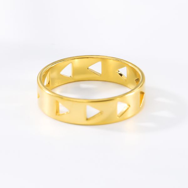 

simple round rings stainless steel jewelry gold color hollow triangles knuckle rings for women girl gifts bague femme, Slivery;golden