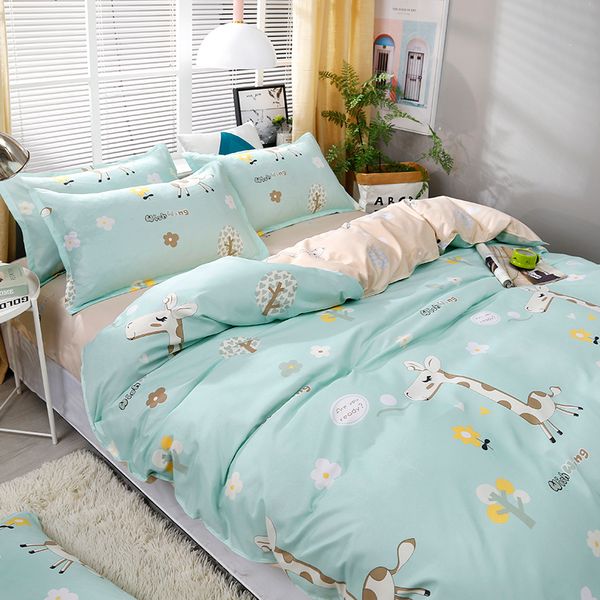 

4pcs/set green cartoon dear bedding set bed linings duvet cover bed sheet pillowcases cover set