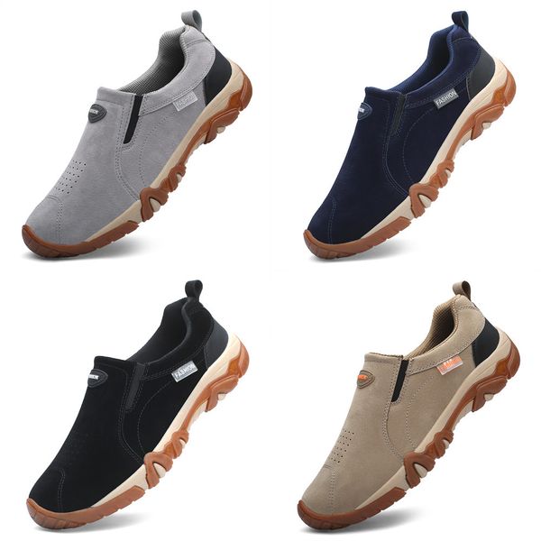 

2019new brand men shoes genuine leather loafers breathable spring autumn casual shoes outdoor non slip men sneakers, Black