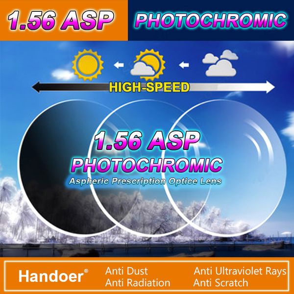 

handoer 1.56 pchromic single vision optical prescription lenses fast color change light-sensitive vision correction lens, Silver