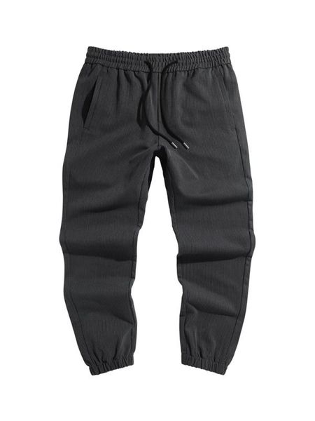 

vintage autumn stripe elastic casual pants men korean leggings straight pants loose cargo for men camo nn50, Black
