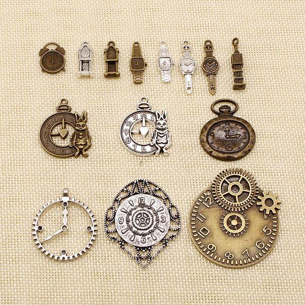 

50 pieces diy accessories for jewelry clock alarm bell tower clock watch hj114, Bronze;silver