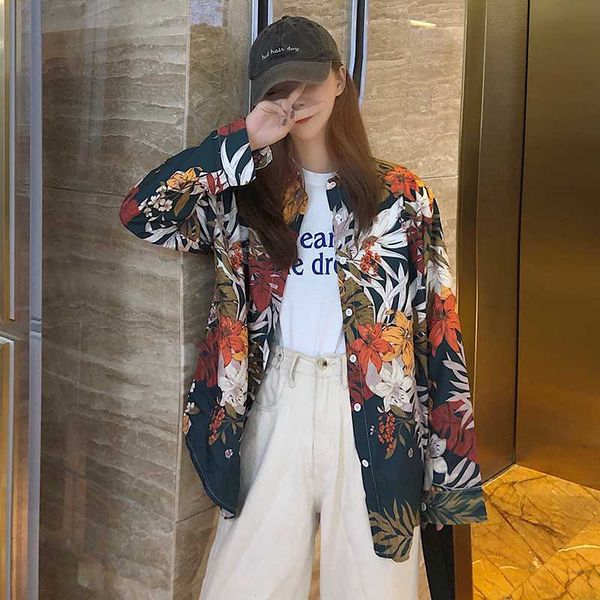 

loose flower print shirt women's shirts ulzzang japanese kawaii ladies vintage female korean harajuku cute clothes for women, White