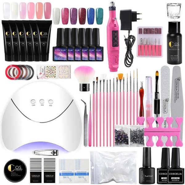 

coscelia professional manicure kit 36w led uv lamp dryer nail art brush quick building for nails extensions jelly gel nail drill