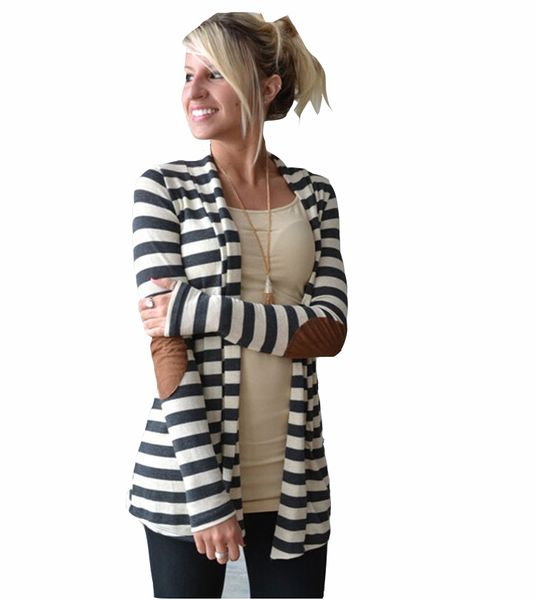 

женские свитера ветровки новое прибытие кардигана вскользь полосатый женщин свитер куртка с длинным рукавом качество женская одежда размер s, White;black