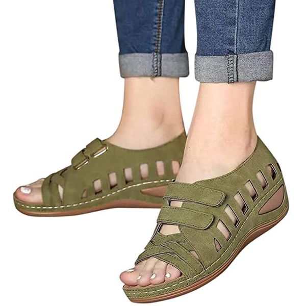

women hollow sandals cross strappy shoes breathable hook loop open toe summer beach outdoor sandals