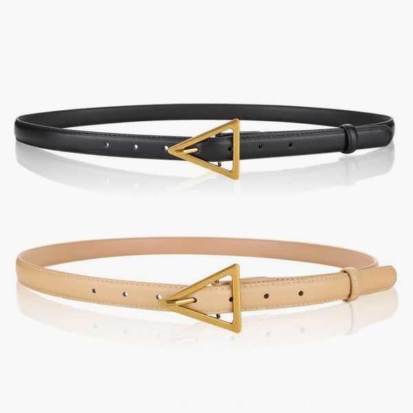 

layer pin dress leather triangle pin buckle belt women's decorative leather thin belt women's dress, Black;brown