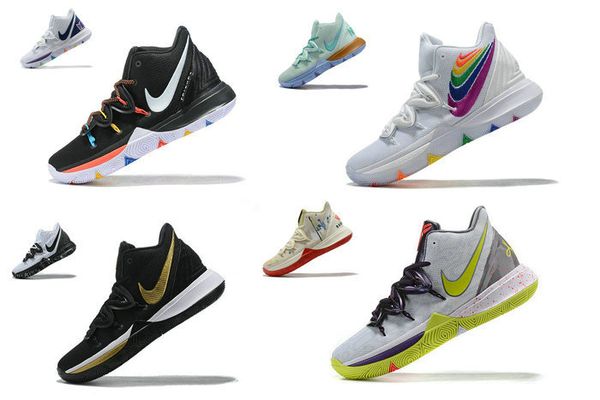 

2019 new kyrie 5 friends black white bright crimson women/kids basketball shoes kyrie v ep kobe mamba mentality white cyber youths sneakers