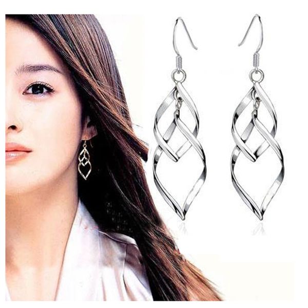 

2020 new fashion 925 silver earrings factory price 925 fashion jewelry double plantain leaf earrings zk40, Golden