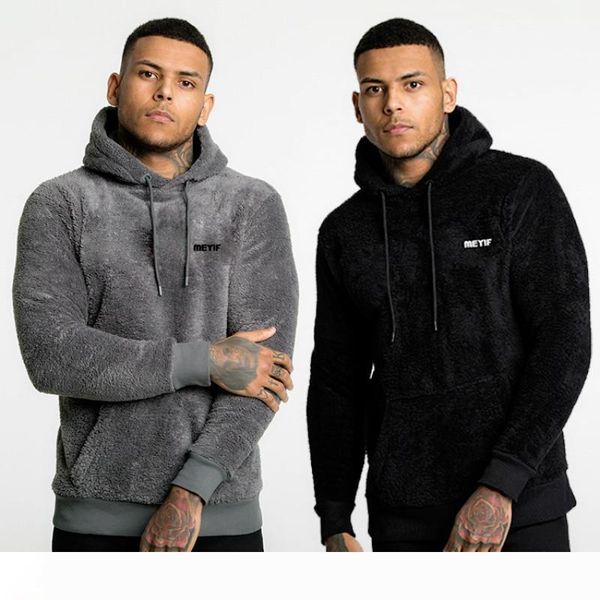

fashion new men fleece hoodie cotton outdoor workout sweatshirts men warm pullover hoodie clothes, Black