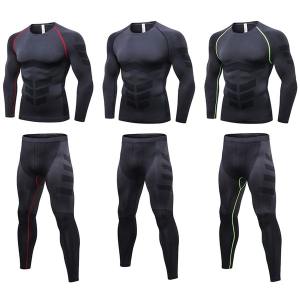

mens tight training long sleeve sports sweatpants fitness sportswear set, Gray