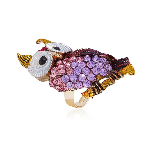 

drilled owl ring oil opening animal ring small fresh alloy ring selling in korea, Golden;silver