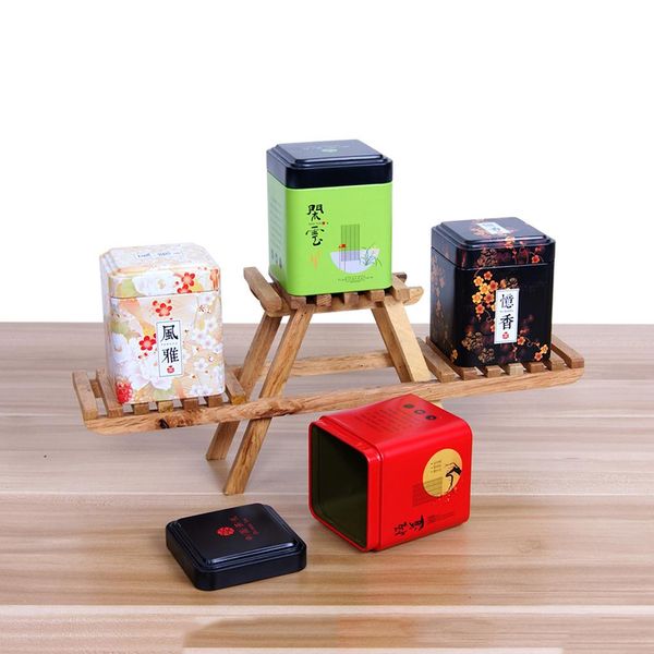 

мини-олово ящик для хранения малый кофе чай caddy square sealed чайные листья железный упаковочная коробка китайский стиль tinplate контейне
