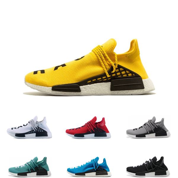 

2019 Human Race 1.0 Mens Running Shoes white black Yellow Sport Designer Shoes Women blue red Pack Trainer Sneakers size 36-45