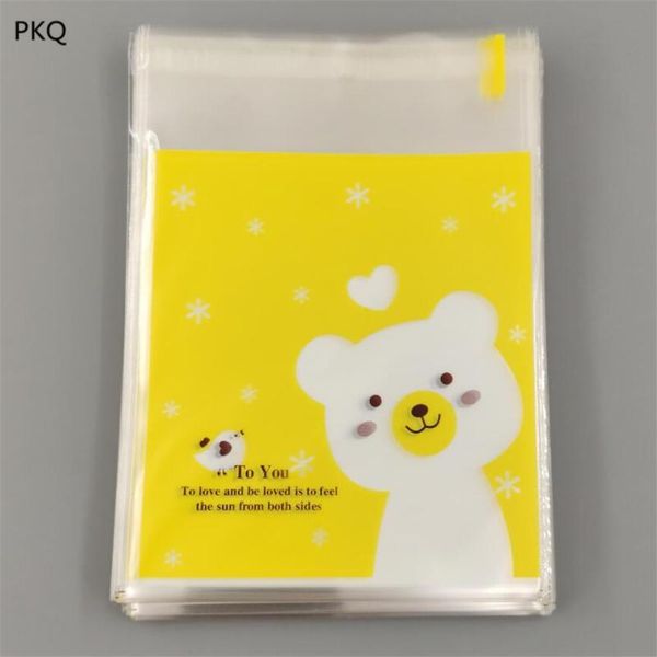 

100pcs/lot new cute carton plastic bag wedding birthday cookie candy gift packaging bags opp self adhesive party favors pouch