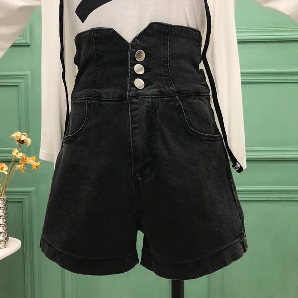 

denim shorts female 2020 summer new outer wear wide-leg thin loose student pants women black jeans shorts girls jeans, Blue