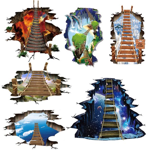 

6 design new large 3d cosmic space wall sticker galaxy star bridge home decoration for kids room floor living room wall decals home decor