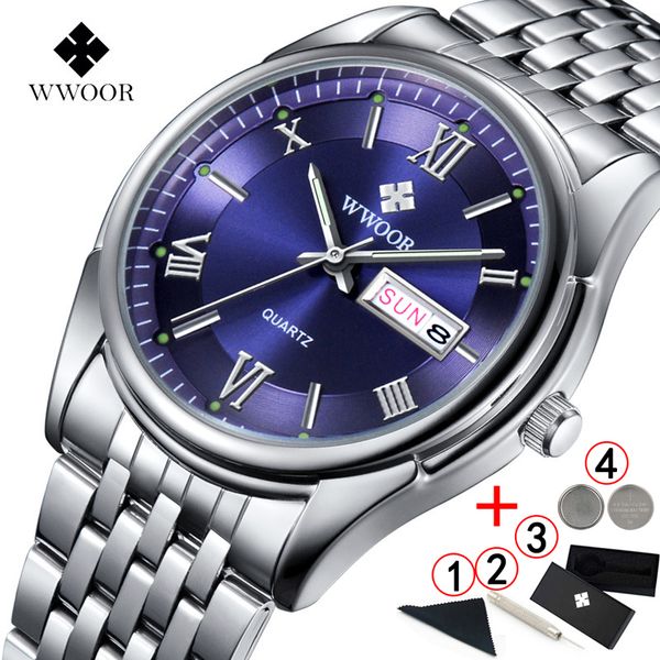 

reloj hombre 2019 men watch stainless steel business quartz wristwatches men luminous date watch 2018, Slivery;brown