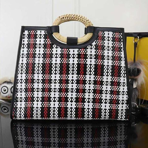 

designer luxury handbags purses women bags new style manual knitting series crochet check bamboo handle open handbags