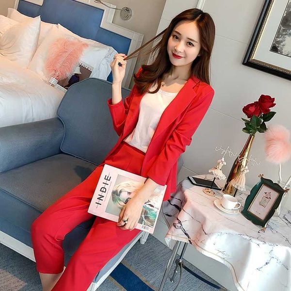 

women pant suits formal2020 new style temperament suit jacket pants office ladies profession 2 piece sets womens outfits, White;black