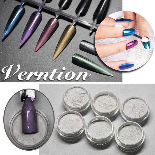 

verntion holographic nail glitter 6 colors shining chrome pigment uv art nail design dust diy chrome deco pigment, Silver;gold