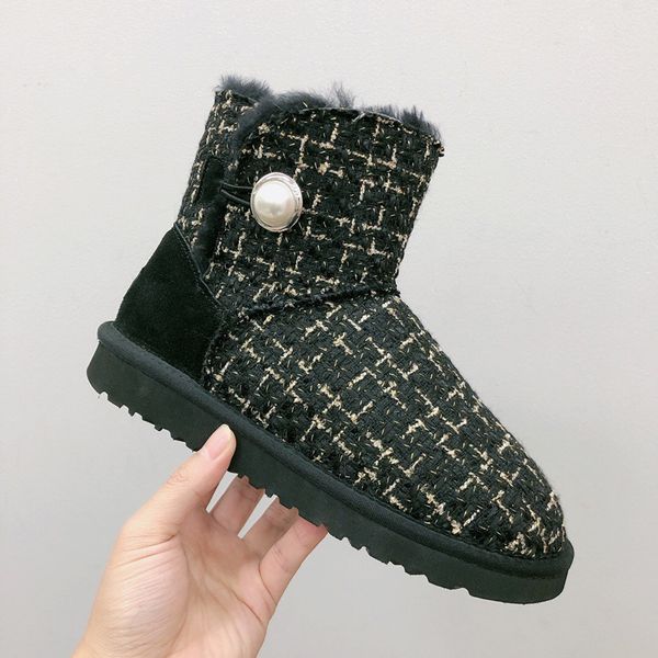 

australian women snow boots shoes winter ladies fashion ankle booties womens brands australia boots cow leather fur shoes, Black