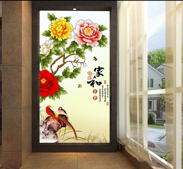 

porch wallpaper mural living room bedroom tv background wall paper custom 3d wall chinese style floral peony painting wall paper