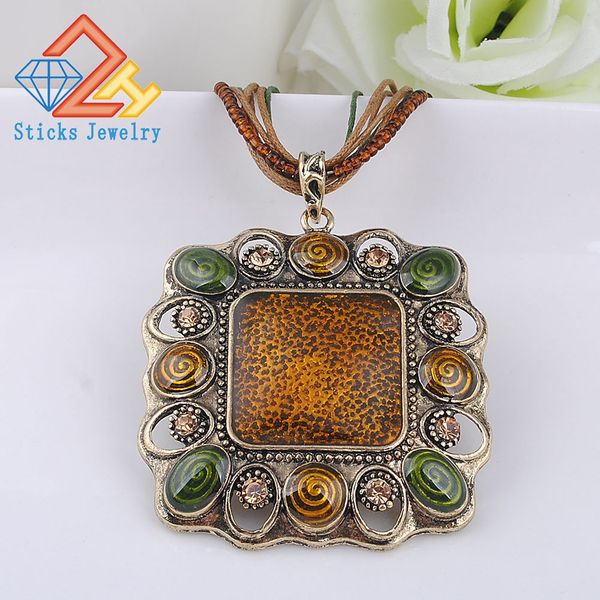 

vintage necklace environmentally friendly zinc alloy rhinestone bohemia style ladies pendant, Silver