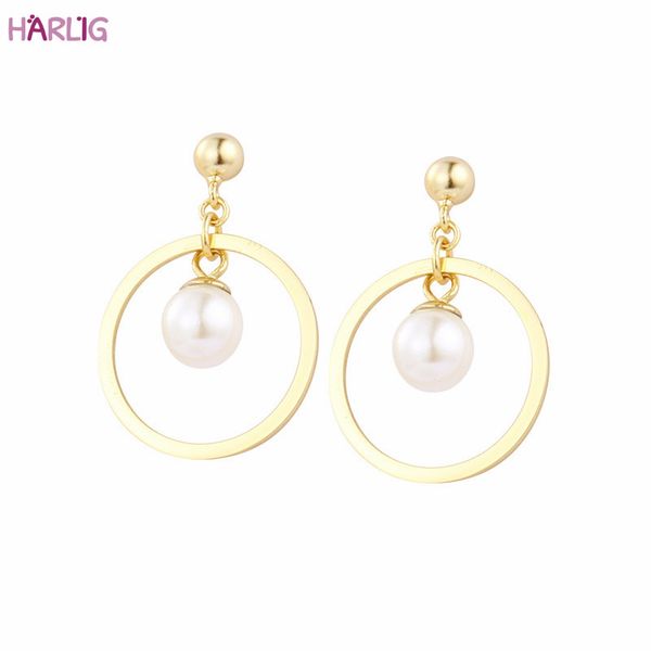 

harlig sterling silver s925 silver gold color stud earrings for women allergy fashion jewelry ing, Golden;silver