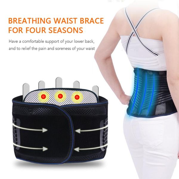 

compression lower back brace pain relief lumbar waist support wrap workout sports waist trimmer belt pads for men women, Black;gray