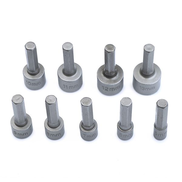 

9pcs 5mm-13mm professional magnetic nut driver set metric socket 1/4" hex shank impact drill bit adapter for power tools new
