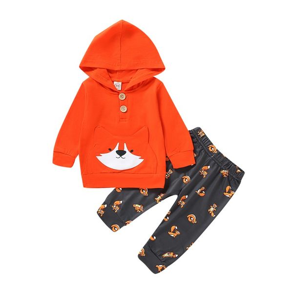 

autumn baby boys girls clothing sets long sleeve cartoon print hoodie sweatshirt +pants trouser costume set 2pcs/set, White