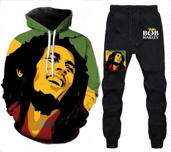 

высокое качество дизайнер мужчины / женщины пары рок-регги боб марли лицо смешные 3d печати модные спортивные костюмы унисекс толстовки + бр, Gray