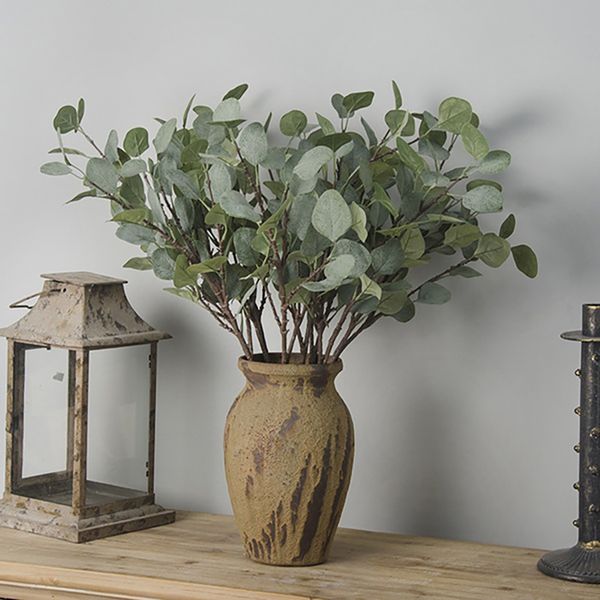 

2pcs green artificial leaves large eucalyptus leaf plants wall decorative fake plants for home garden decor