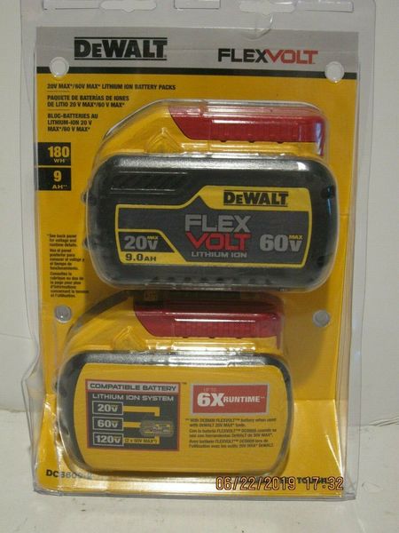 

Dewalt dcb609 2 flexvolt 20 60v max li ion battery two pack ni p