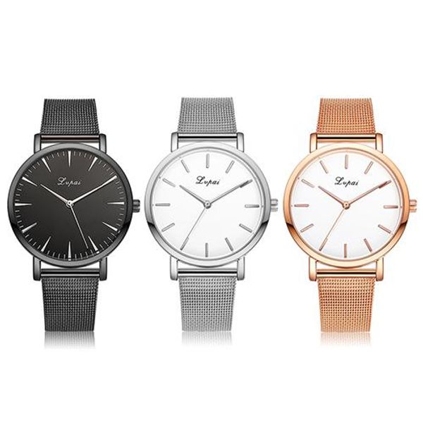 

women's fashion no numbers dial stainless steel mesh band business wrist watch clock ladies dress watches gift luxur, Slivery;brown