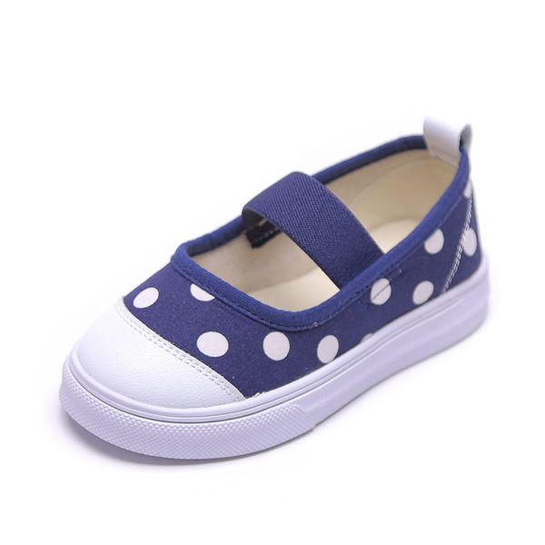 

cozullaa kids polka dots canvas shoes for girls elastic band casual shoes 2020 children non-slip flats size 21-30, Black