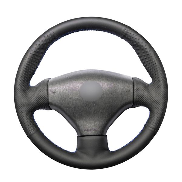 

hand-stitched black pu leather artificial leather car steering wheel covers wrap for 206 1998-2005 206 sw 2003-2005