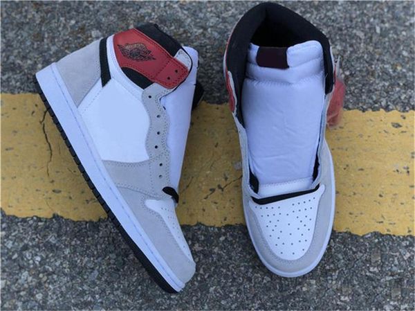 

2020 fashion 1 og high light smoke grey basketball shoes retro white black varsity red 555088-126 authentic sports shoes size 7-13