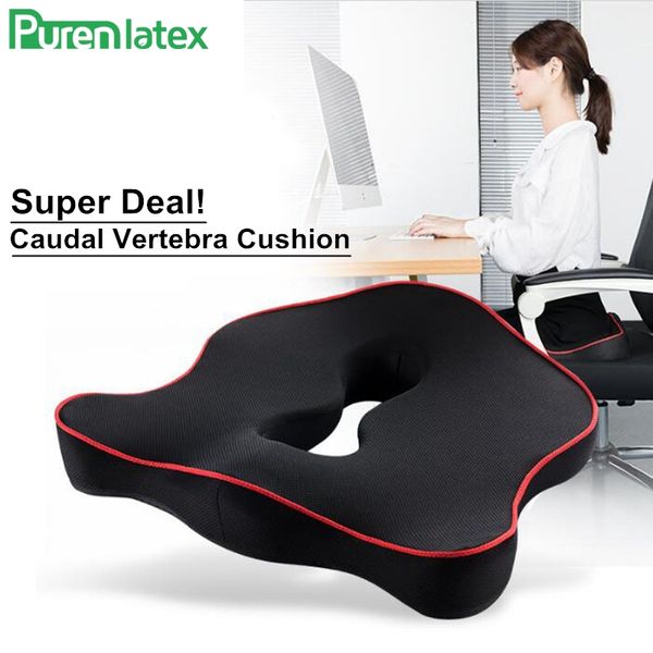 

purenlatex memory foam caudal vertebra protect orthopedic chair pillow coccyx cushion pad car seat mats prevent hemorrhoid treat